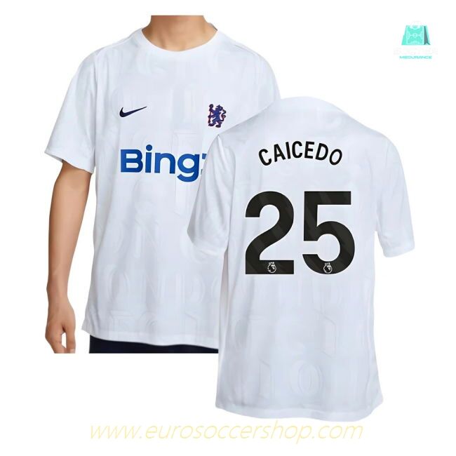 2025-2026 Chelsea Academy Pro Pre-Match Football Top (White) (Caicedo 25)