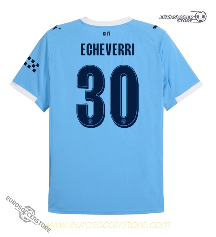 Manchester City's 25-26 UCL Home Jersey with Echeverri's No. 30