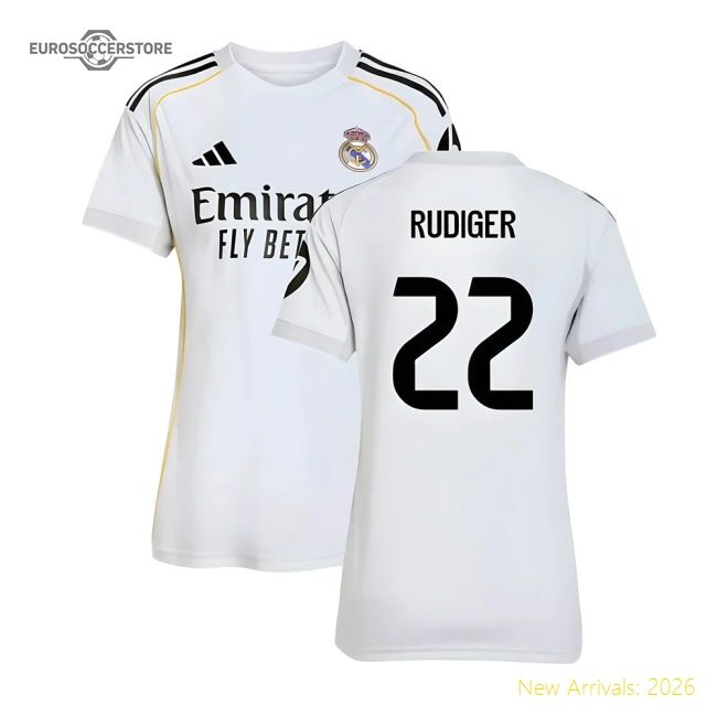 2025-2026 Real Madrid Home Jersey (womens) (rudiger 22)