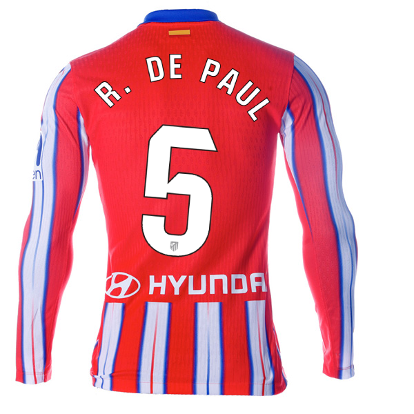 24-25 Atletico Madrid Home Long Sleeve R. DE PAUL 5 Jersey (Player Edition)
