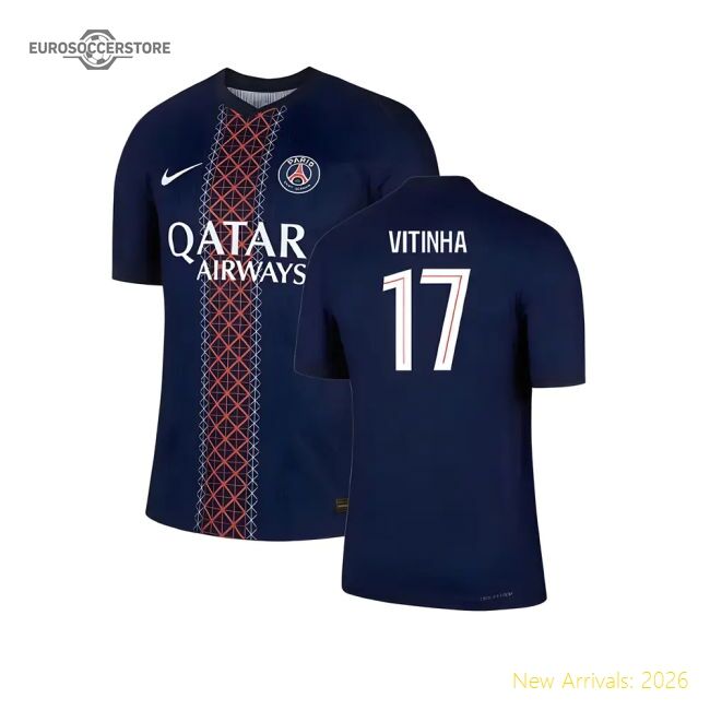 Genuine 2025-2026 Psg Home Dri-Fit Adv Authentic Shirt (Vitinha 17)