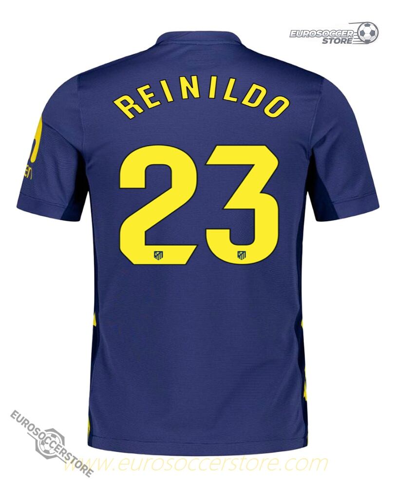 Atletico Madrid's 25-26 season away jersey featuring player REINILDO with the number 23.
