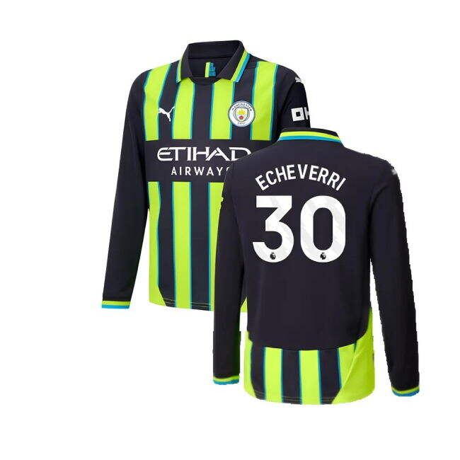 2024-2025 Man City Away Long Sleeve Shirt (Kids) (Echeverri 30)