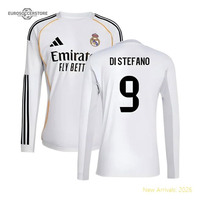 2025-2026 Real Madrid Long Sleeve Main Jersey (di Stefano 9)