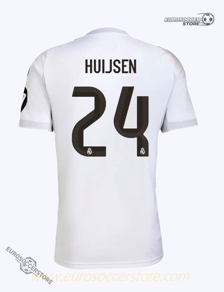 Real Madrid's 25-26 Home Jersey featuring HUIJSEN with the number 24