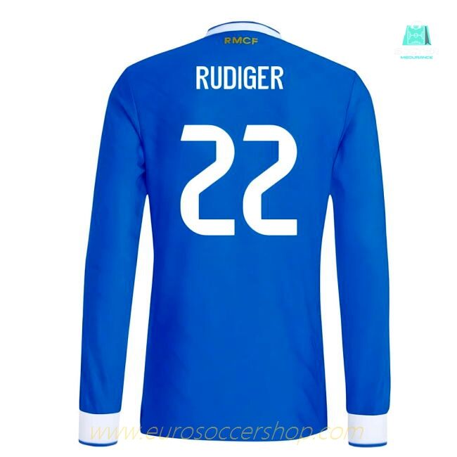 2025-2026 Real Madrid Authentic Long Sleeve Third Shirt (Rudiger 22)
