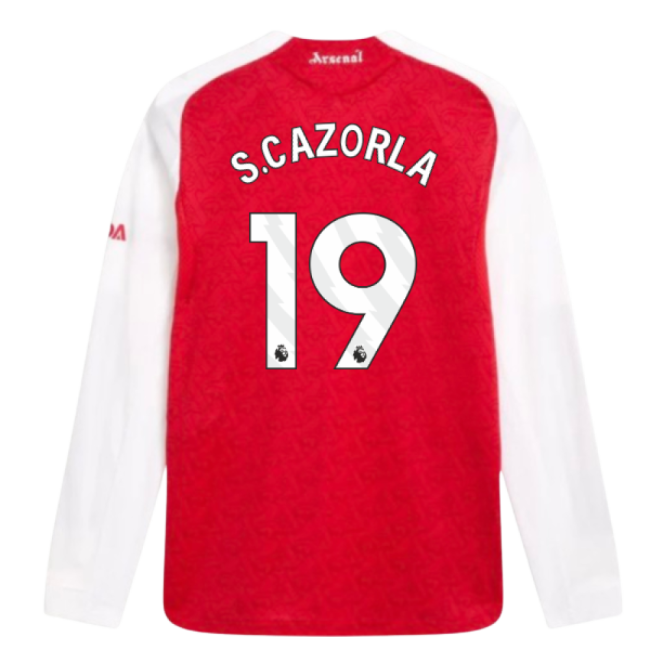 Men's 2025-2026 Arsenal Authentic Long Sleeve Home Shirt (S.Cazorla...