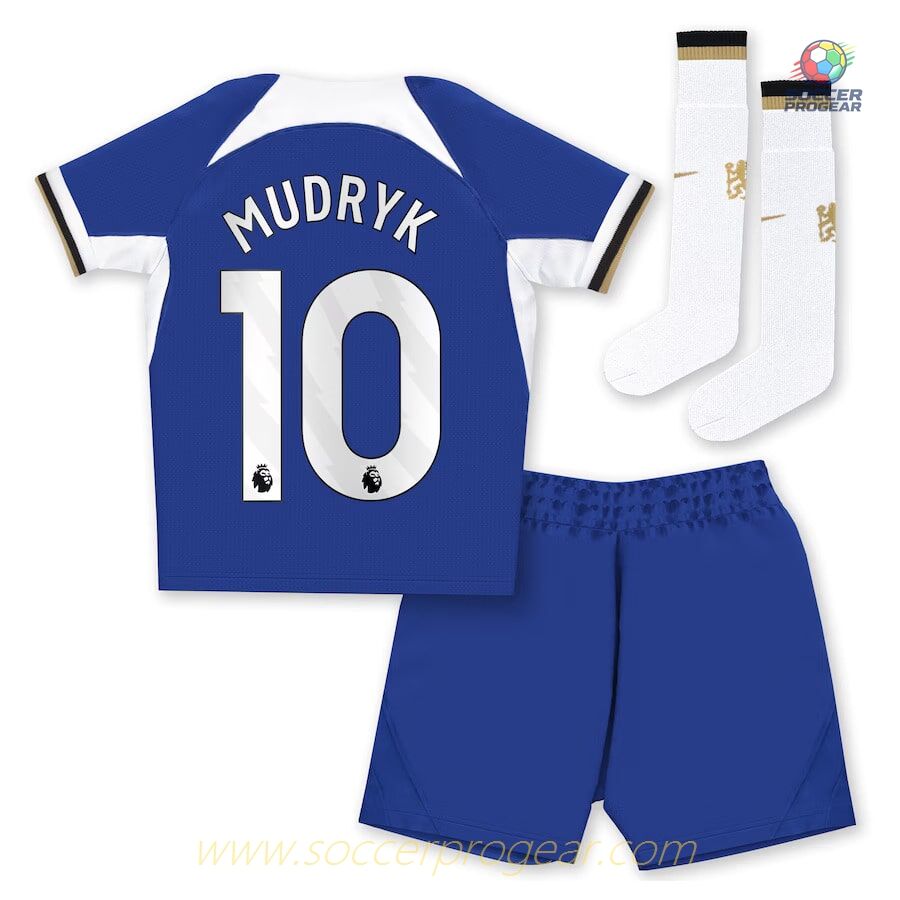 Chelsea Youth Home Football Shirt Team Jersey 2023 2024 Mudryk