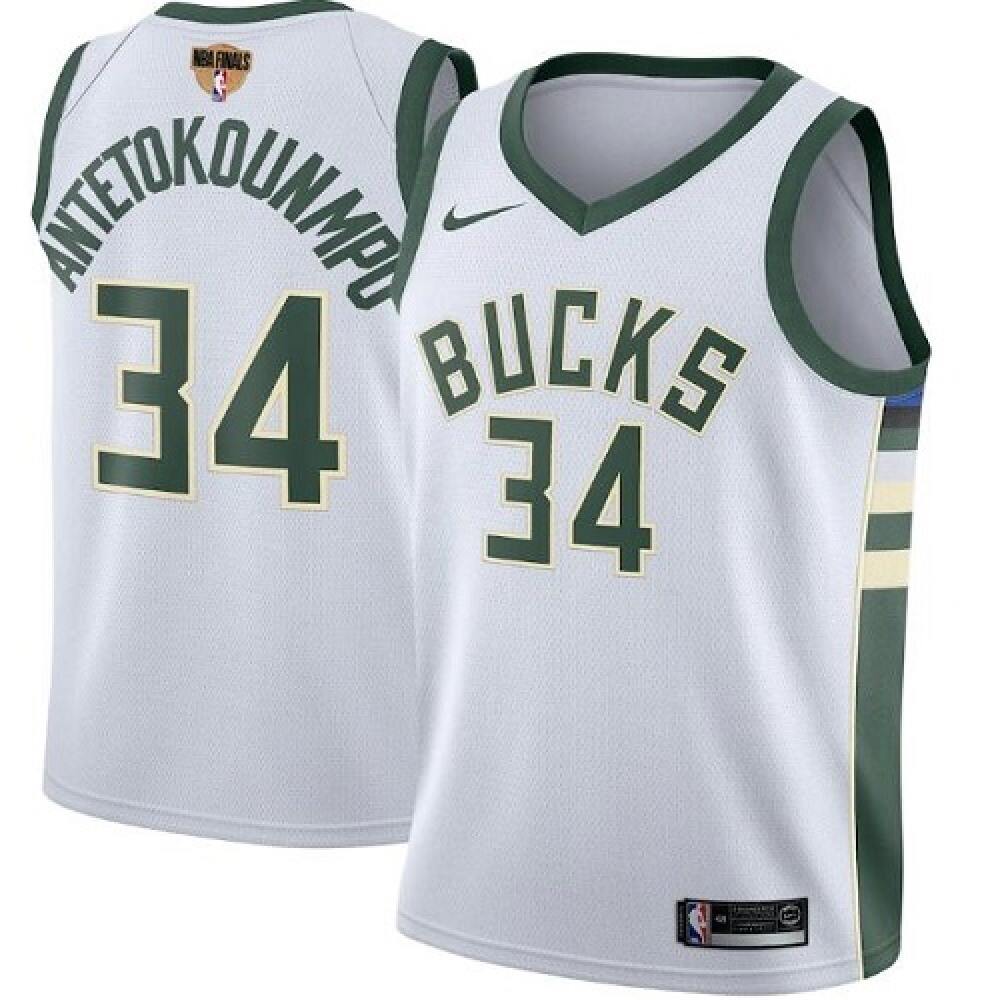 Performance Official Men's Bucks #34 Giannis White Basketball Jersey