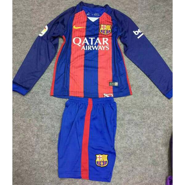 Kids Barcelona LS Home 2016-17 Soccer KitsShirtShorts - Official