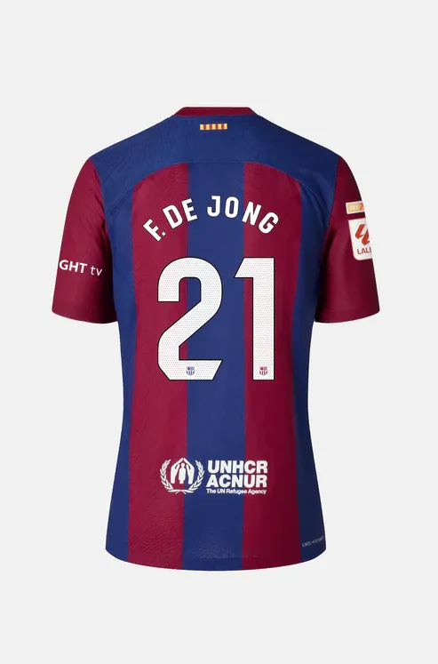 Barcelona's Frenkie de Jong 21 Home Football Jersey for the 23-24 Season