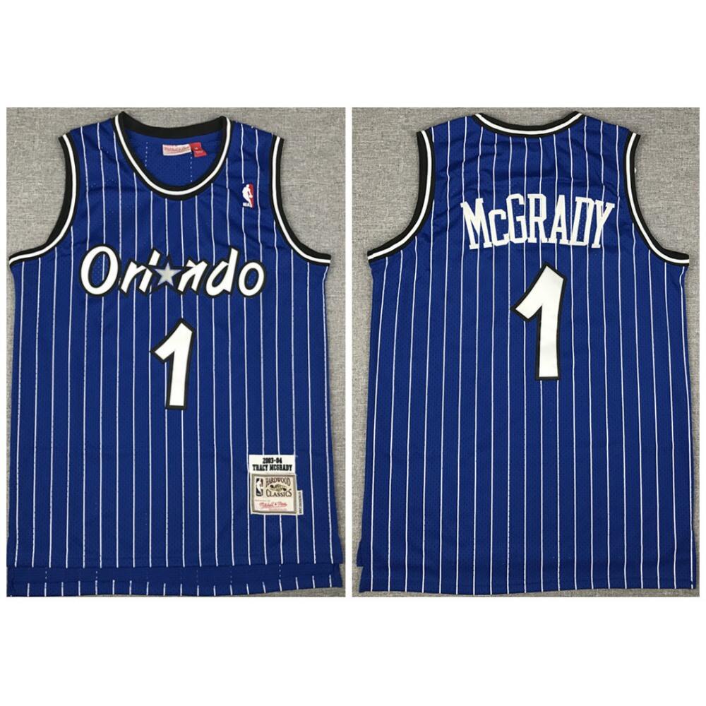 Men's Orlando Magic #1 Tracy McGrady 2003-04 Blue Stitched Jersey