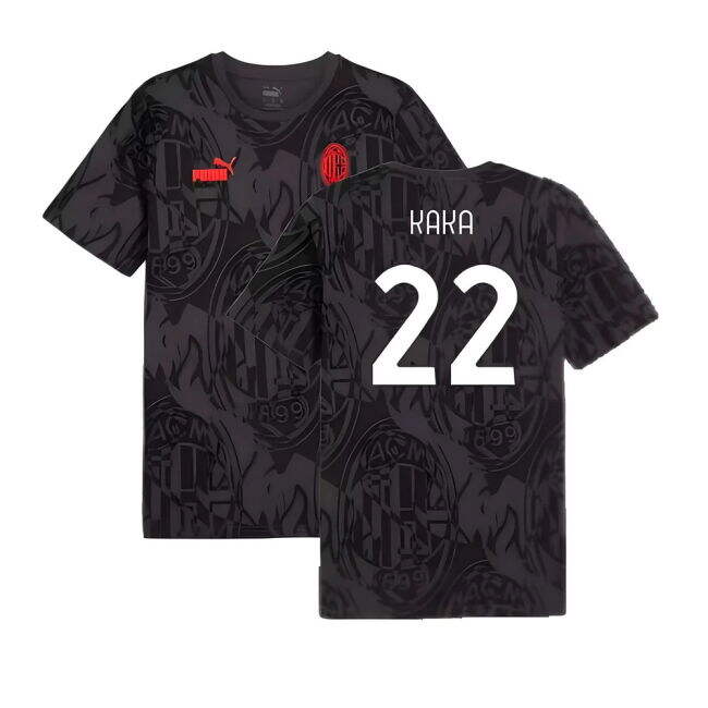 Match Quality Acm Ac Milan Ftblculture Tee Aop Black Kaka #22 Late...