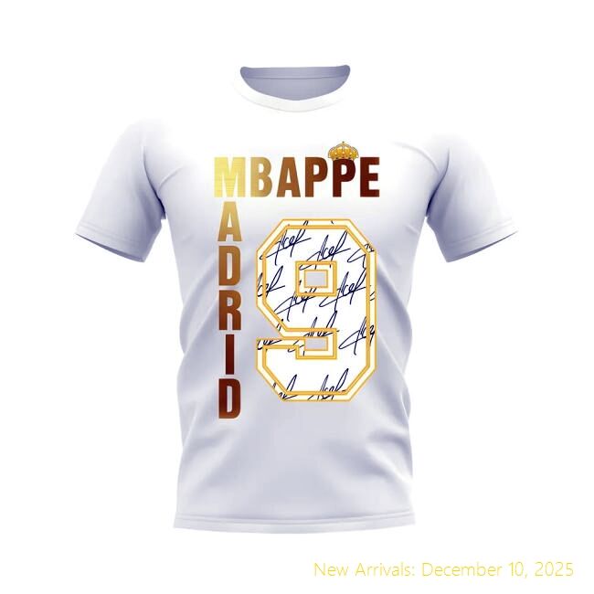 Premium RM Kylian Mbappe Real Madrid Autograph T-shirt (White)