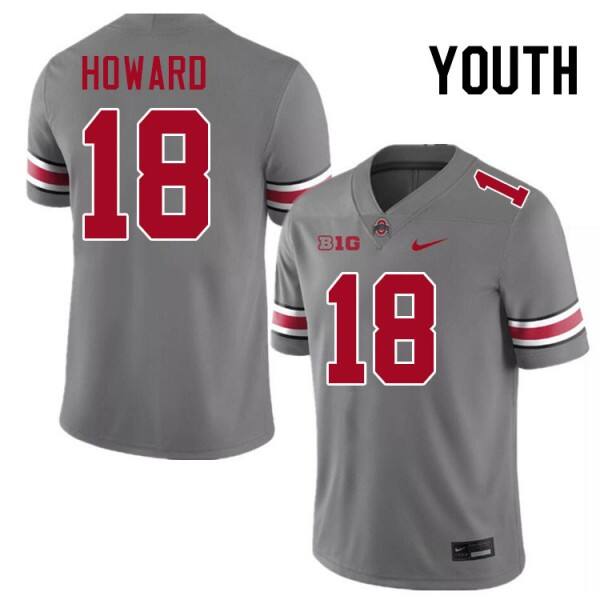 Youth Ohio State Buckeyes #18 Will Howard Grey Nike Stitch Jersey
