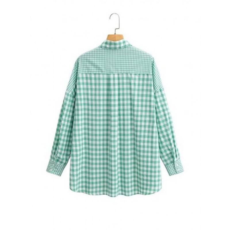 Gingham Drop Shoulder Pocket Shirt ZP7996