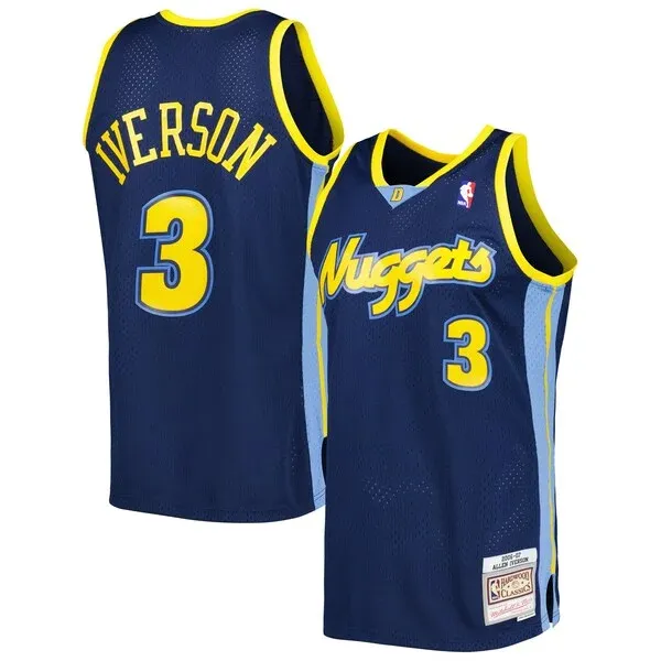 Allen Iverson DEN Top-Grade Swingman Jersey - Navy - Licensed Product