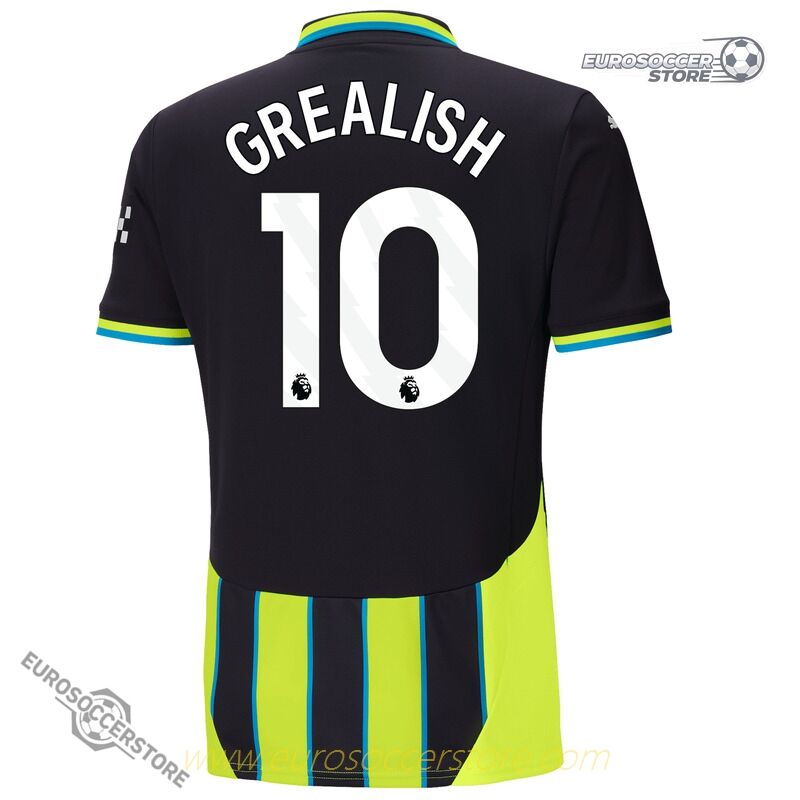 Away Jersey of Manchester City Featuring Grealish, Number 10, for the 24-25 Season