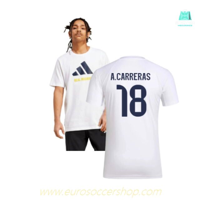 2025-2026 Real Madrid Seasonal Graphic Tee (White) (A.Carreras 18)