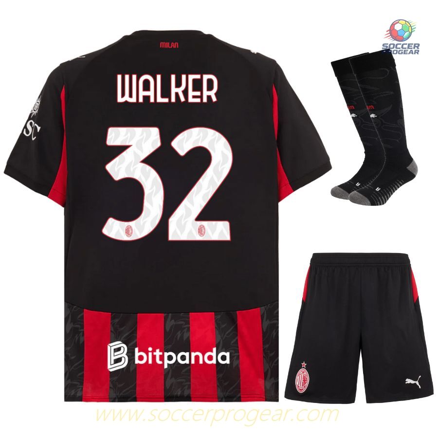 AC Milan Home Youth Jersey Set Soccer Jersey 2025-2026 Season Walker