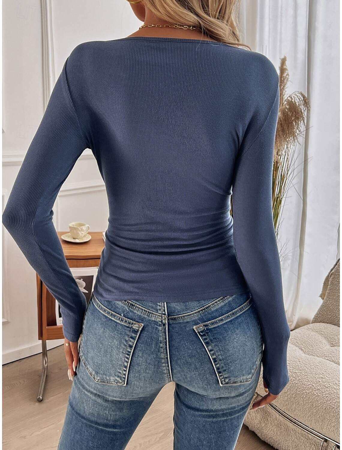 Women's Elegant Lace Tops Eyelet Blouse Elegant Daily Solid Color Regular Tops Long Sleeve Scoop Neck Regular Fit Daily Romantic Petite Tops Summer Holiday Wear