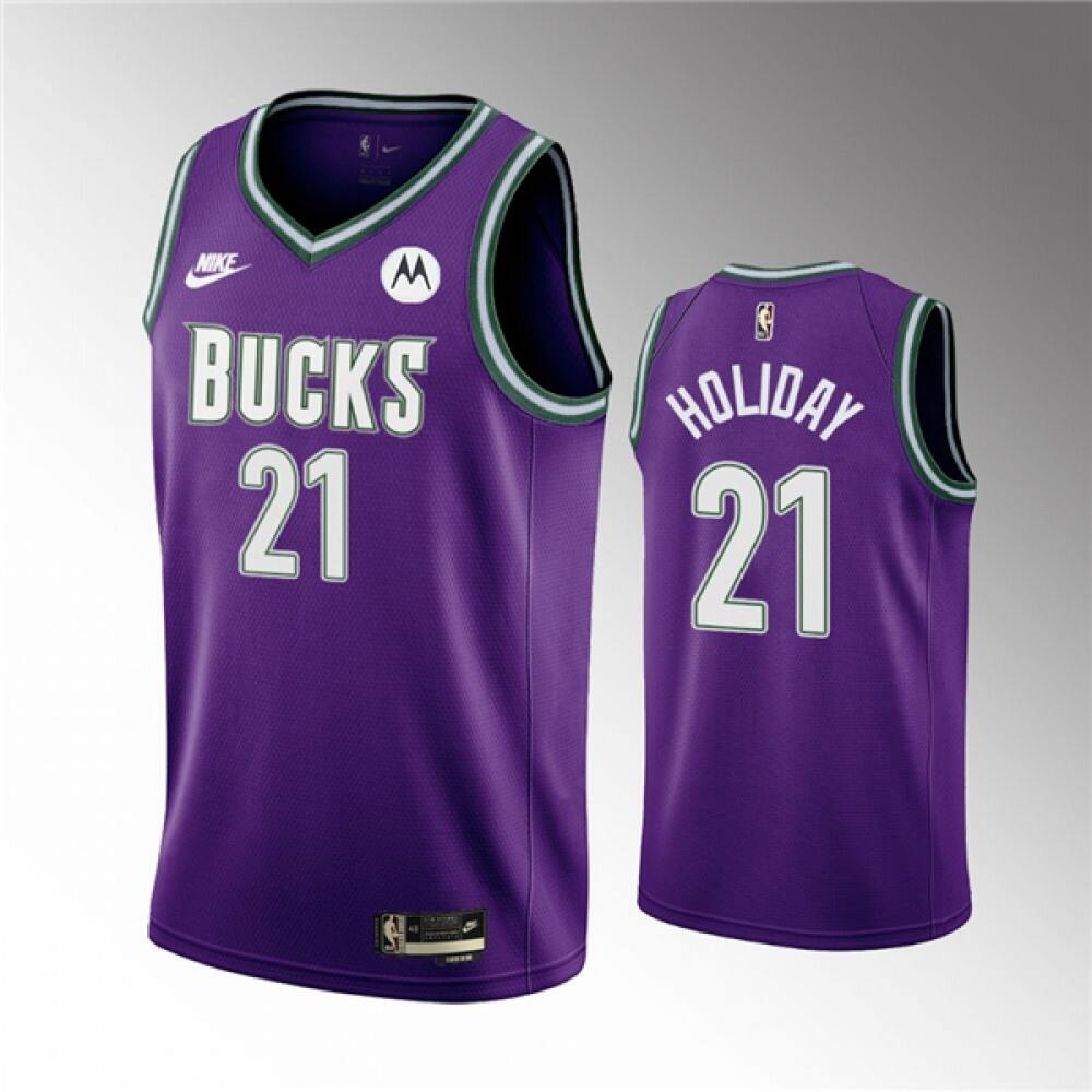 Game-Ready Men's Milwaukee Bucks #21 Jrue Purple Basketball Jersey
