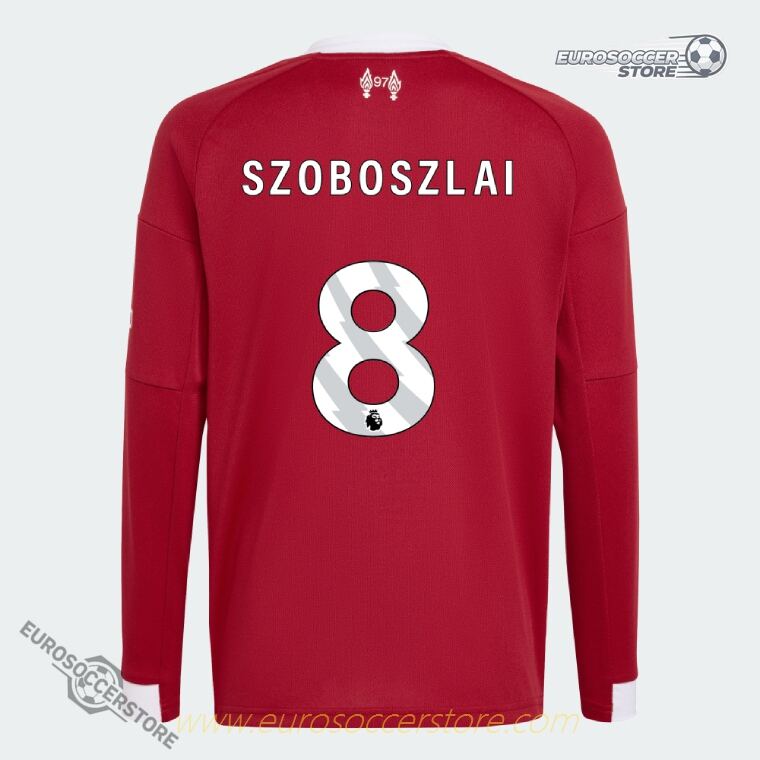 SZOBOSZLAI 8 Home Long Sleeve Liverpool Jersey for the 25-26 Season