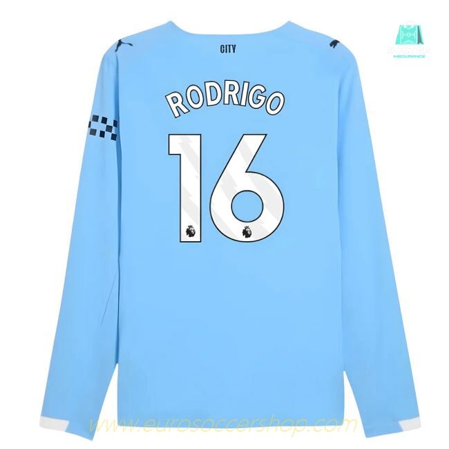2025-2026 Man City Authentic Long Sleeve Home Shirt (Rodrigo 16)