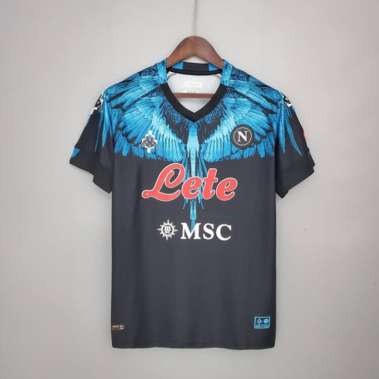 NAPOLI X MARCELO BURLON 2021 BLUE SOCCER JERSEY FOOTBALL SHIRT -