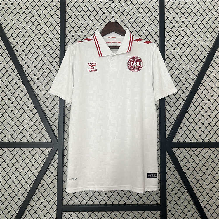 UEFA Euro 2024 Denmark Football Shirt Away White Soccer Jersey -