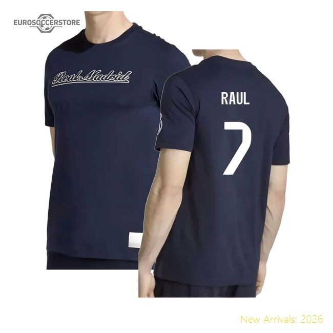 2025-2026 Real Madrid Us Tee (navy) (raul 7) - Fantastic Value