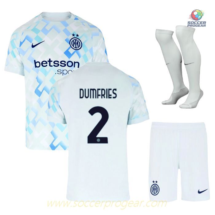 Inter Milan Childrenren's Soccer Uniform Away Soccer Jersey 2025-26 Edition Dumfries