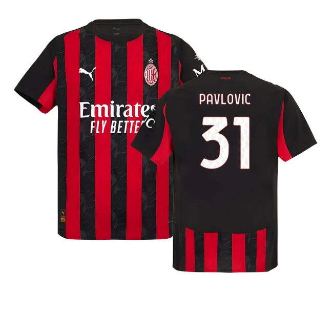 Top Tier Die-hard Acm Ac Milan Authentic Home Shirt Pavlovic #31 F...