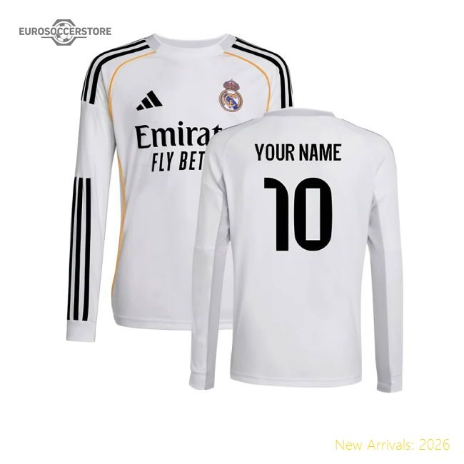 2025-2026 Real Madrid Long Sleeve Home Kit (kids) (your Name)