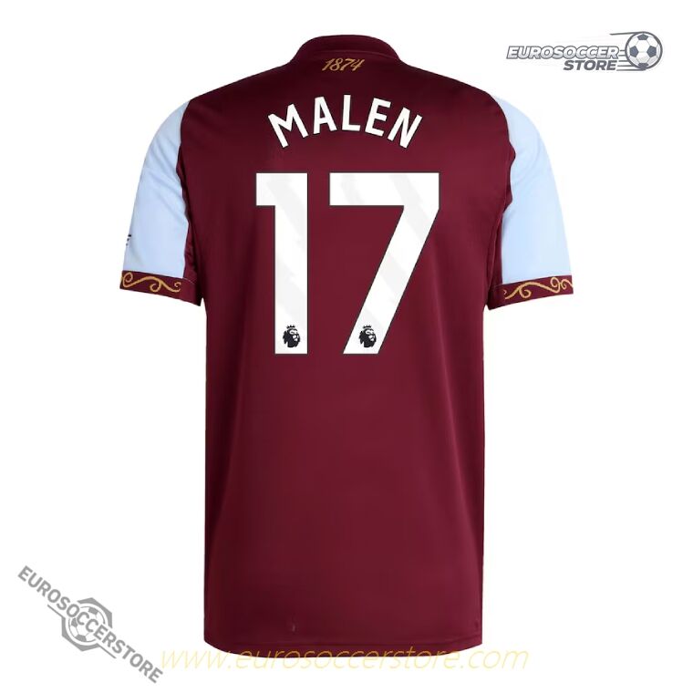 Aston Villa 25-26 Season Home Jersey with MALEN 17 Printing