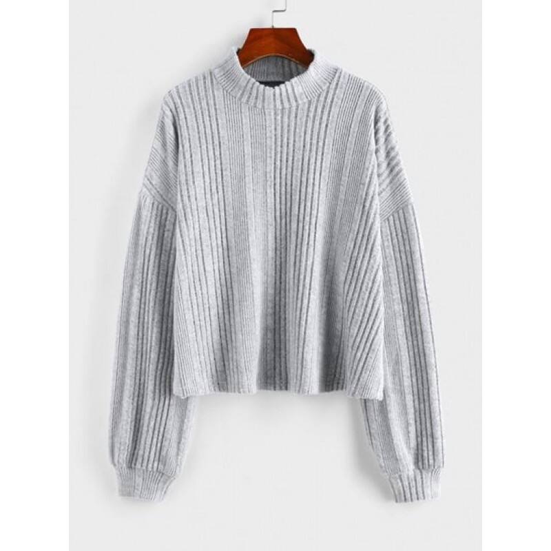 Ribbed Drop Shoulder Knit Slouchy T-shirt PC7959