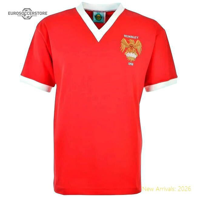 Official Manchester Reds 1958 Facf Kids Retro Football Shirt