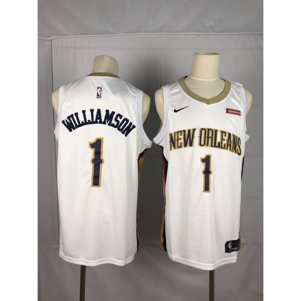 Men's New Orleans Pelicans #1 Zion Williamson White Stitched NBA Jersey