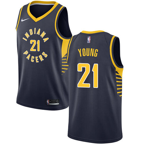 Nike Indiana Pacers #21 Thaddeus Young Navy Blue NBA Swingman Icon Edition Jersey Mens