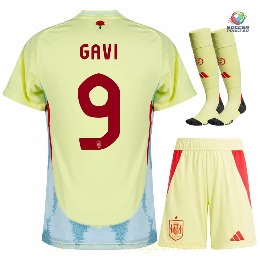 Spain Away Kids Team Jersey Soccer Uniform 2024-25 Edition Gavi