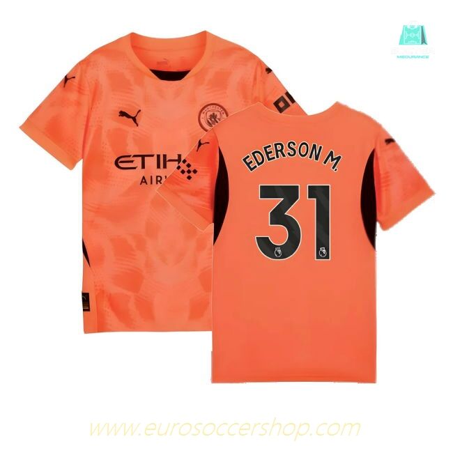 2024-2025 Man City Goalkeeper Shirt (Neon Sun) - Kids (Ederson M. 31)