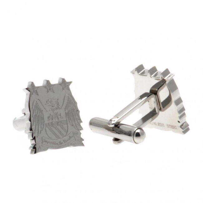 Licensed Manchester City FC Stainless Steel Formed Retro Cufflinks