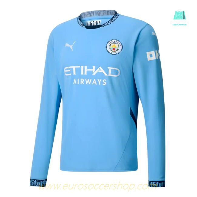 2024-2025 Man City Home Long Sleeve Shirt
