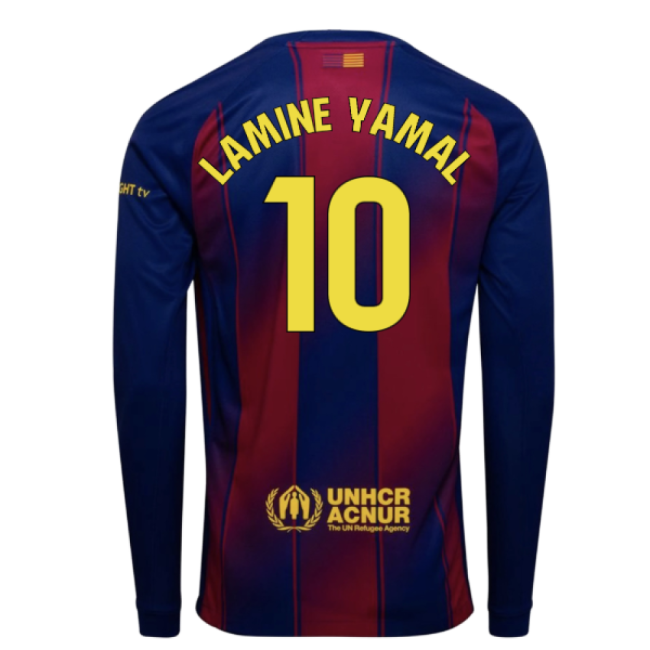 2025-2026 Barcelona Long Sleeve Home Shirt for (Unisex