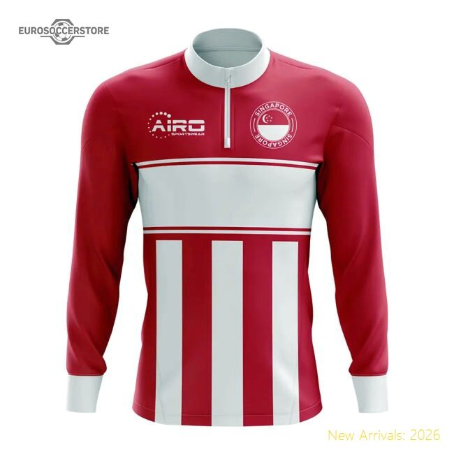 Singapore Concept Football Half Zip Midlayer Top (red-white)
