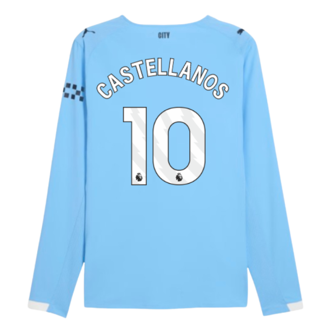Official Licensed Football Man City Authentic Long Sleeve Home Shi...