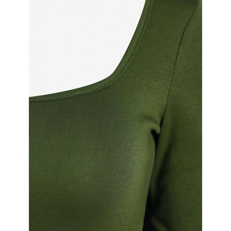 U Neck Curved Hem Crop T Shirt LD0289