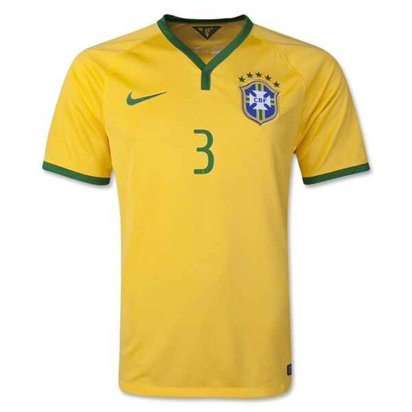 Professional Grade 2014 Brazil 3 TSILVA Home Yellow Jersey Shirt