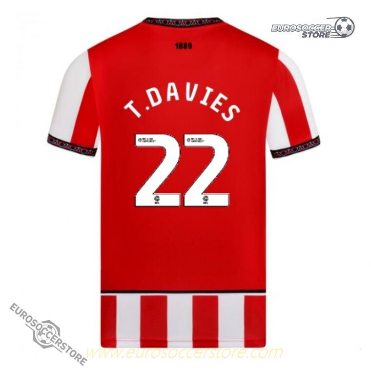 Sheffield United 25-26 Season Home Jersey with T.DAVIES 22 Printing