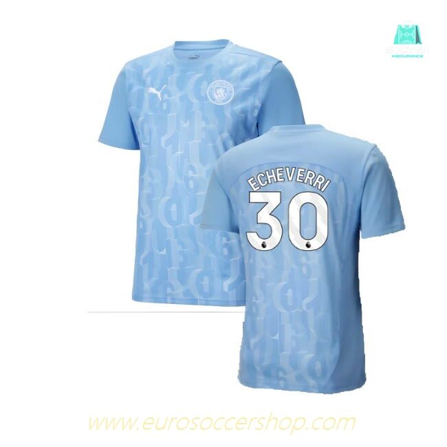 2024-2025 Man City Prematch SS Shirt (Light Blue) (Echeverri 30)